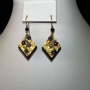 Boho Hammered Metal and Bead Earrings